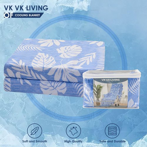 VK VK·LIVING Cooling Blanket for Hot Sleepers Breathable Summer Blankets Q-Max 0.5 Arc-Chill Cooling Thin Blanket for Night Sweats, Lightweight Double Sides Cooling Blankets (King 90"x108" LightBlue)