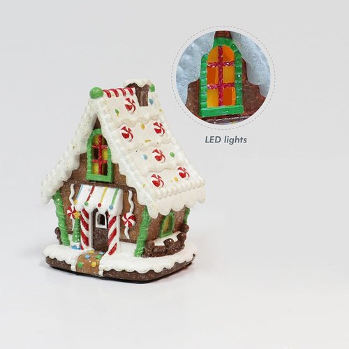 Moments In Time Lighted Gingerbread House Ornament - Handcrafted LED Christmas Centerpiece 6.22”