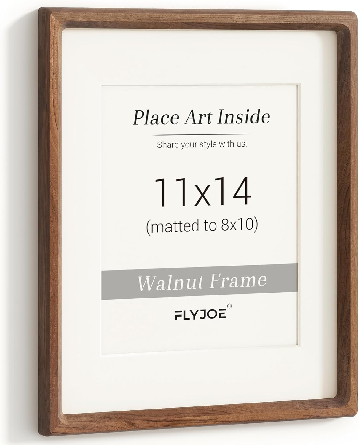 Natural Walnut Wood Picture Frame by USA-Sourced | Handcrafted 11x14 with Tempered Glass for 8x10 Photos
