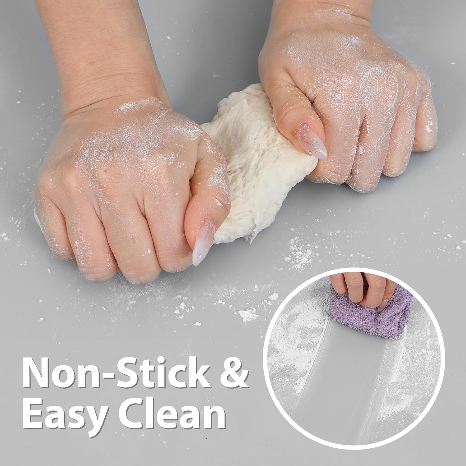 Super Kitchen Extra Large Silicone Baking Mat - Nonstick & Heat Resistant, 23.4'' x 15.6'' | Cool Gray