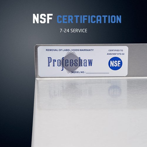 Profeeshaw NSF Stainless Steel Shelf 14” x 48”, 350 lb Commercial Shelves Wall Mounted Metal Shelving with Backsplash and 2 Brackets for Restaurant, Bar, Utility Room, Kitchen and Garage