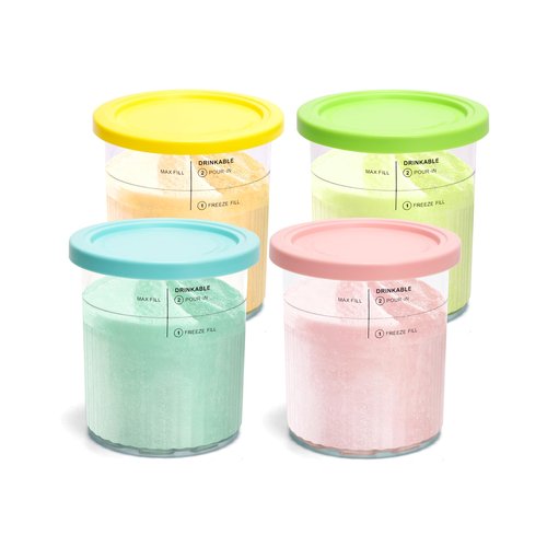 Cicano 4 Pack Creami Deluxe Pints & Lids, 24oz Family Size XL Cups for Ninja Creami 11-in-1 NC501 NC500 Series Deluxe Ice Cream Maker
