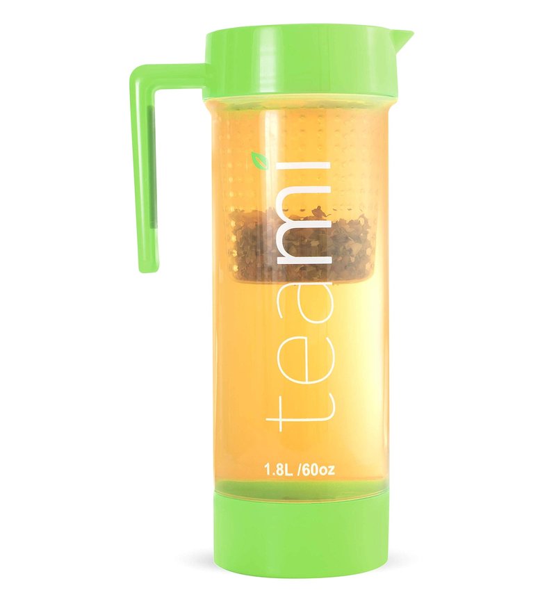 Teami Tea Pitcher with Lid - Infuser Strainer Carafe - Perfect for Teas, Juices, Lemonade, Fruit, or Sangria - 60 Ounces (Green)