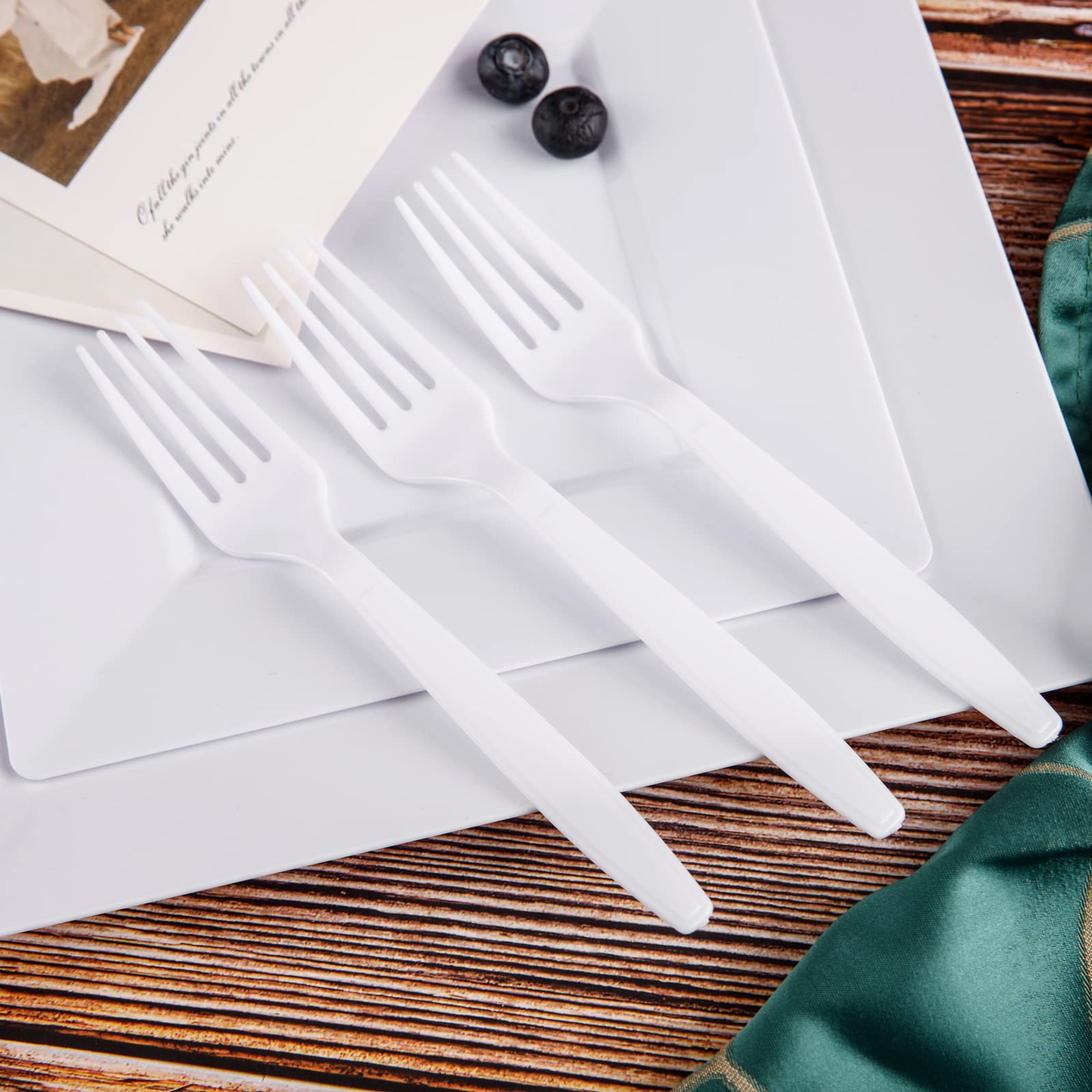 Liacere 360 Pieces White Plastic Forks - Disposable Forks - 6.7inch Heavy Duty Fork - White Plastic Utensils -Perfect for Parties Dinners Restaurants