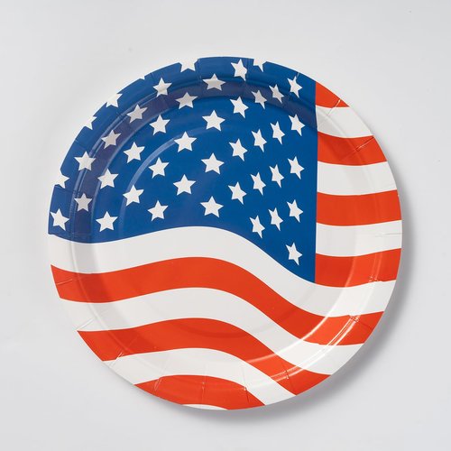 192PCS American Flag Patriotic Party Plates and Napkins Set Supplies for Veterans, Election, 4th of July, Independence Day Decorations, BBQ, Picnic, Summer Celebration Serves 48 Guests
