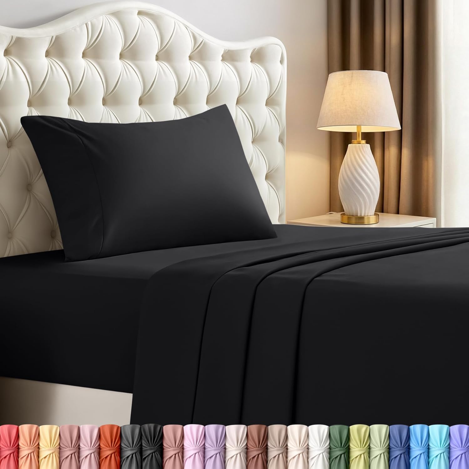 Utopia Bedding Twin XL Sheet Set - Soft Microfiber 3-Piece Bed Sheets | Oeko-Tex Certified (Black)