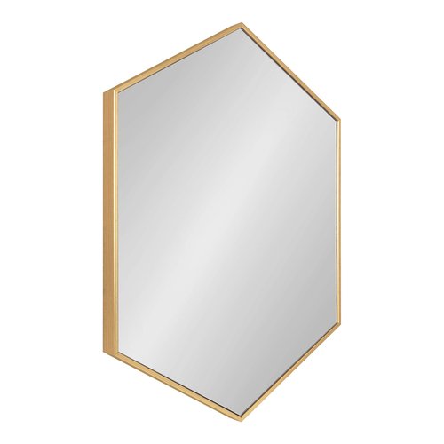 Kate and Laurel Rhodes Modern Hexagon Wall Mirror, 31" x 22", Gold, Chic Geometric Wall Mirror
