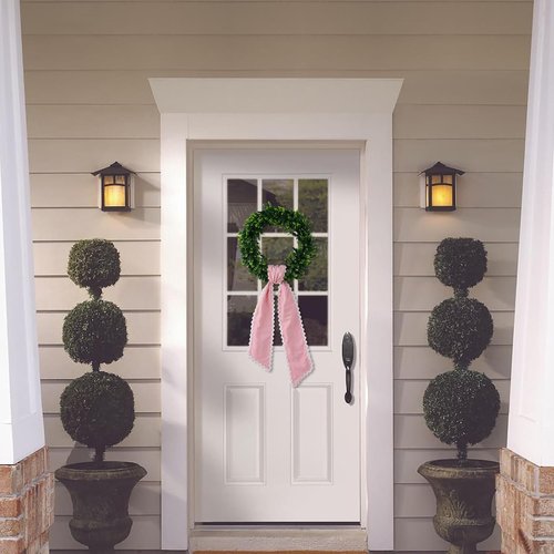 DYSHAYEN Wreath Sash - Canvas RIC Rac Trim for Front Door | Indoor & Outdoor Bridal Shower Decor (Pink-White)