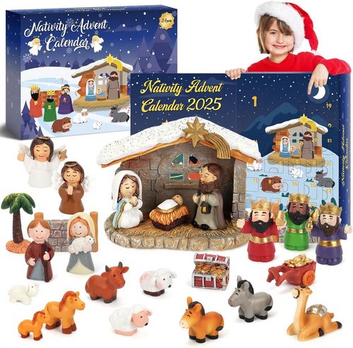 **Nativity Advent Calendar 2026 - 24-Day Christmas Countdown Set for Kids | Perfect for Ages 1-5+**