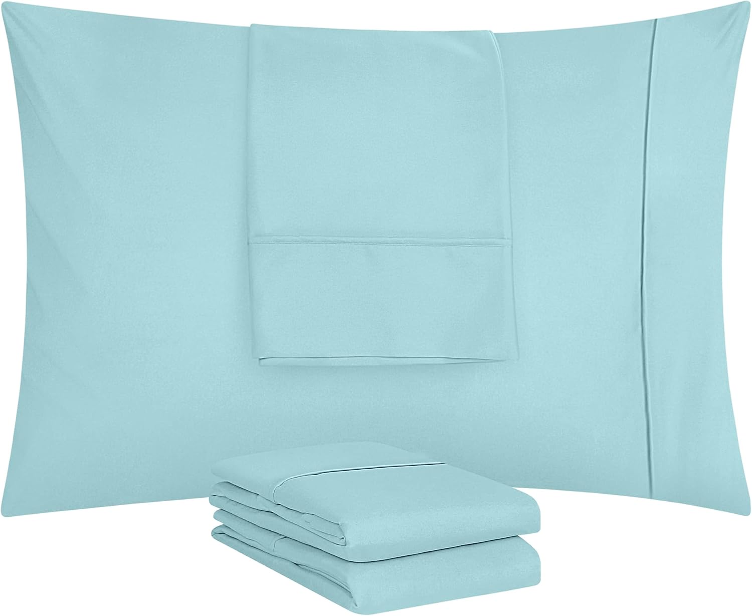 Utopia Bedding Standard Pillow Cases - Soft Brushed Microfiber - 4 Pack, Spa Blue - 20 x 26 Inches