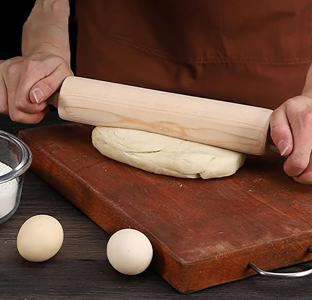 Skiennix 13.8 Inch Wooden Rolling Pin - Perfect for Kneading Dough for Bread, Pizza & Cookies