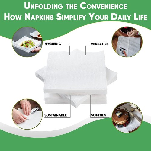 Pantryware Essentials Paper Lunch Napkins. 500 Count Lunch Napkins 1 Ply, White. 12 x 12
