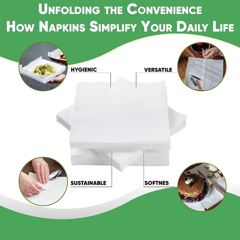 Pantryware Essentials Paper Lunch Napkins. 500 Count Lunch Napkins 1 Ply, White. 12 x 12