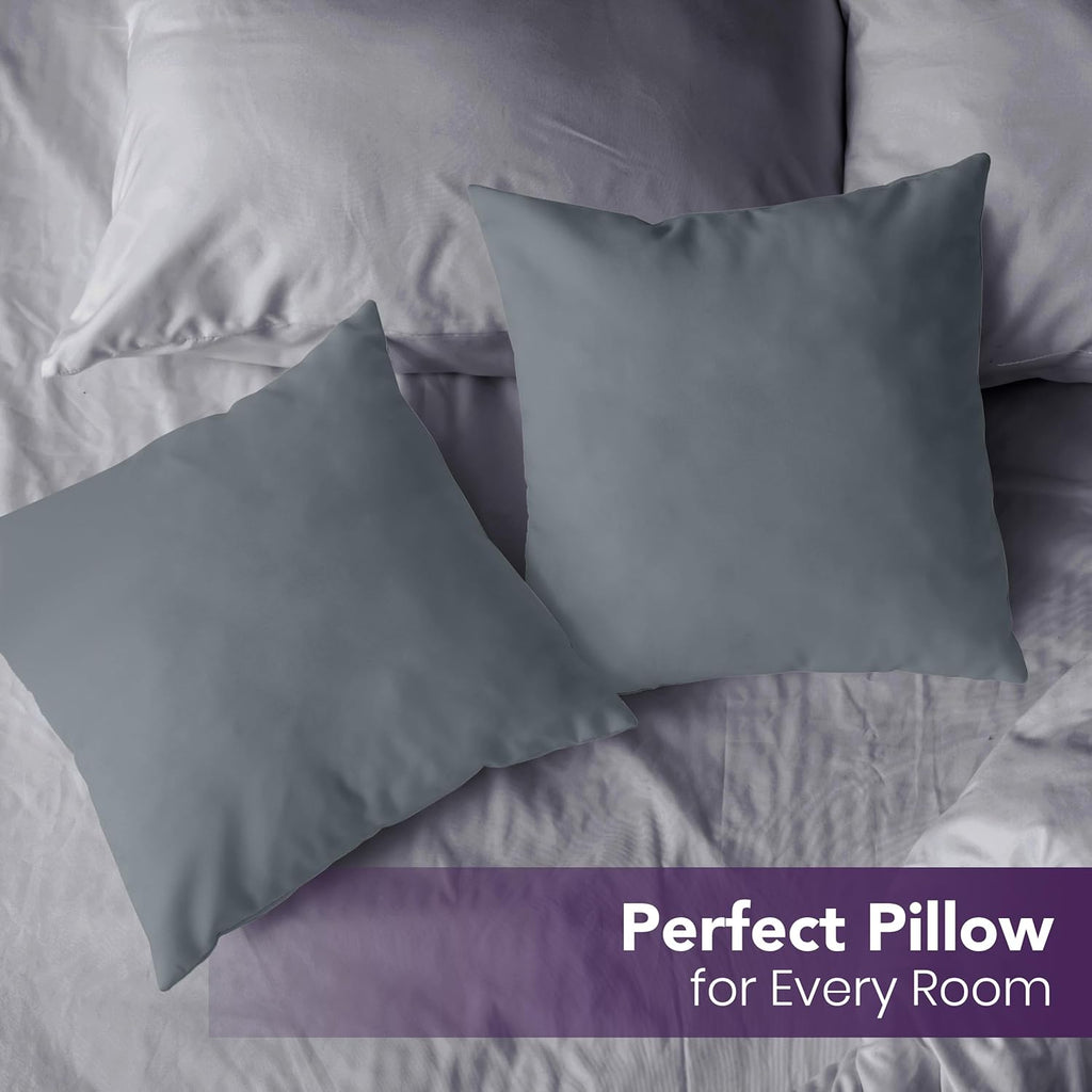 Utopia Bedding 22x22 Pillow Inserts - Set of 2 Grey Decorative Cushions for Sofa & Bed - Soft & Supportive