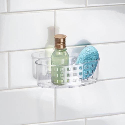 iDesign Suction Sponge Holder for Kitchen Sink, Also Holds a Scrubber, Set of 2, Clear, Made in USA