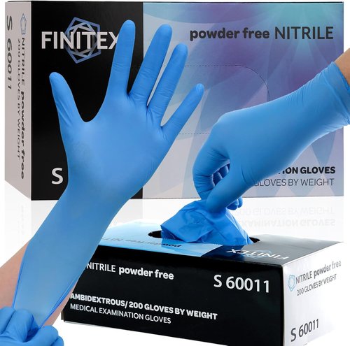 FINITEX Blue Nitrile Exam Gloves - 200 PCS, 3.5mil, Powder-Free, Latex-Free for Medical & Food Use