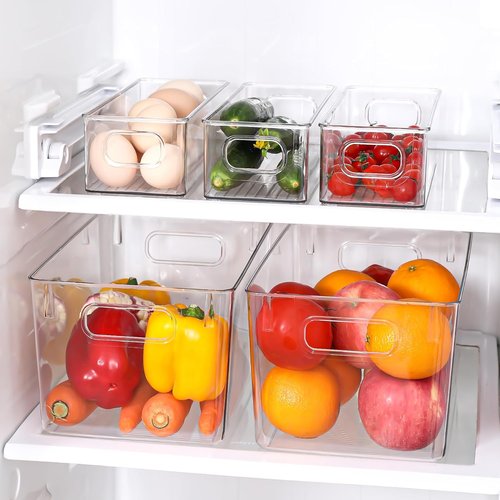 Clear Plastic Storage Bins 8-Pack | Versatile Pantry Organizers for Kitchen, Bathroom & Home