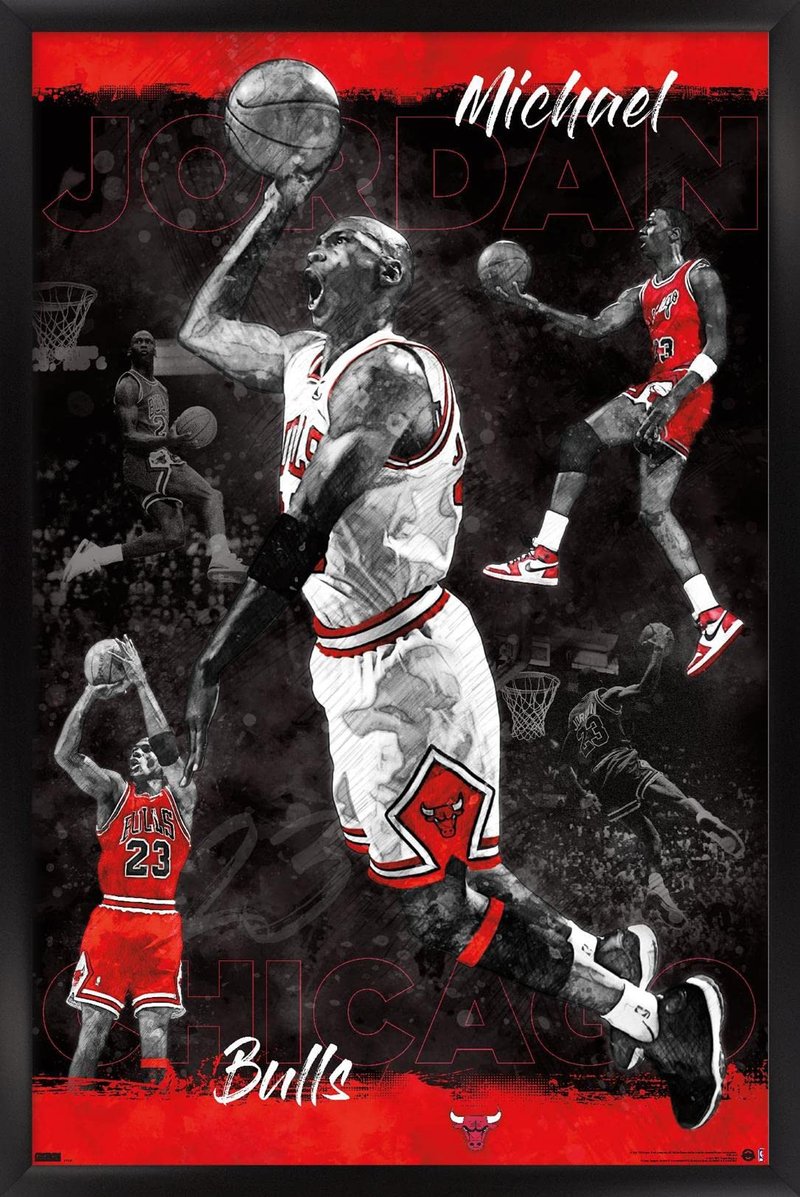 Trends International Michael Jordan - Sketch Wall Poster, 22.375" x 34", Black Framed Version