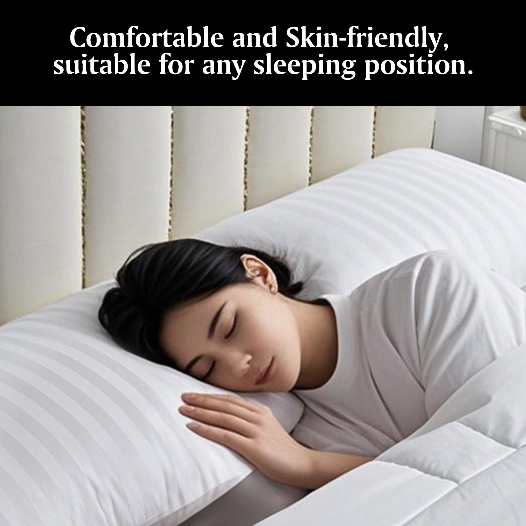 Beautyrest Luxury Goose Feathers Soft Pillows, 500 Thread Count Cover 20”x28”, Queen (Pack of 2), Supportive Fluffy Hotel Collection Bed Pillows for Side and Back Sleepers