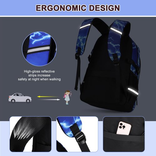 Scothen Boys Backpack for School, 3PCS Cool Luminous Backpack for Boys with Lunch Bag Pencil Case, Kids Bookbag Teen Backpacks for Kindergarten Elementary Middle School