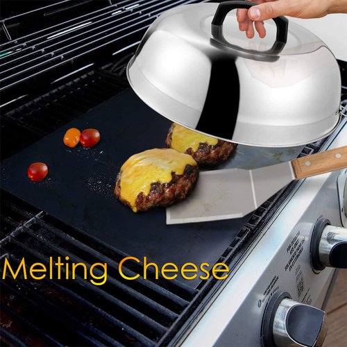 12 inch Cheese Melting Dome, HaSteeL Heavy Duty Round Basting Steam Cover, Stainless Steel Griddle Grill Accessories for Flat Top BBQ Kitchen Cooking Indoor & Outdoor, Dishwasher Safe - (2Packs)