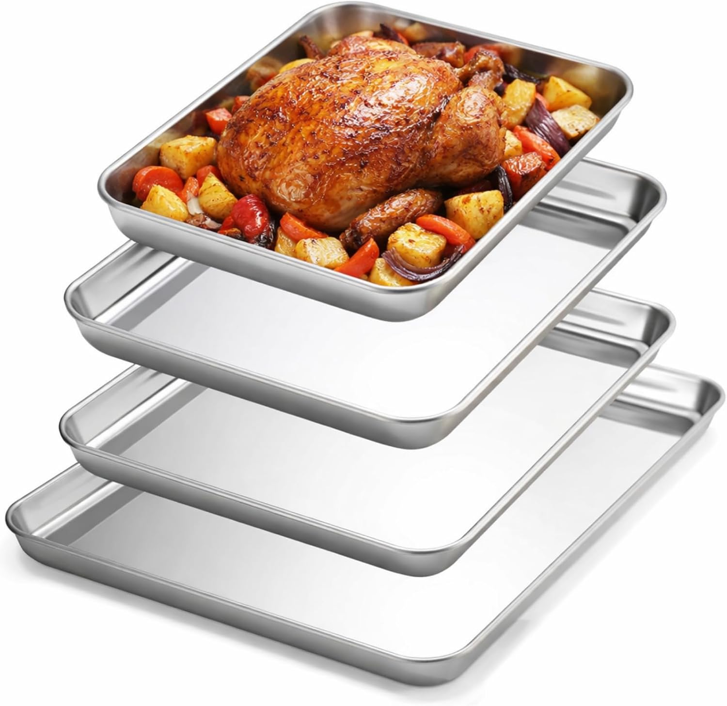 Skiennix Stainless Steel Baking Pans Set - Heavy Duty Non-Stick Cookie Sheets | 16/18/20/24 Inch