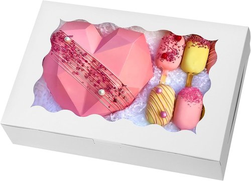 Moretoes Bakery Boxes - 15 Pcs Cookie Boxes with Window | 12x8x2.5 Inches for Treats & Desserts