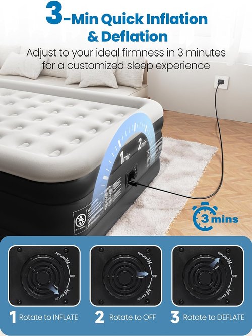 CHERIMOR Queen Air Mattress - 18" Raised Comfort with Built-In Pump | Leak-Proof Design, Supports 800 lbs