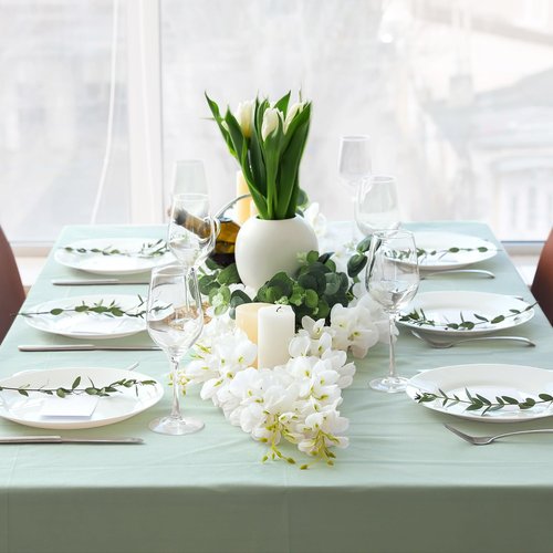 VitalCozy 4 Pcs Sage Green Tablecloths 54 x 108 Inch Gradient Table Cloths Plastic Rectangle Disposable Table Cover Waterproof Tablecloth for Wedding Bridal Birthday Party Spring