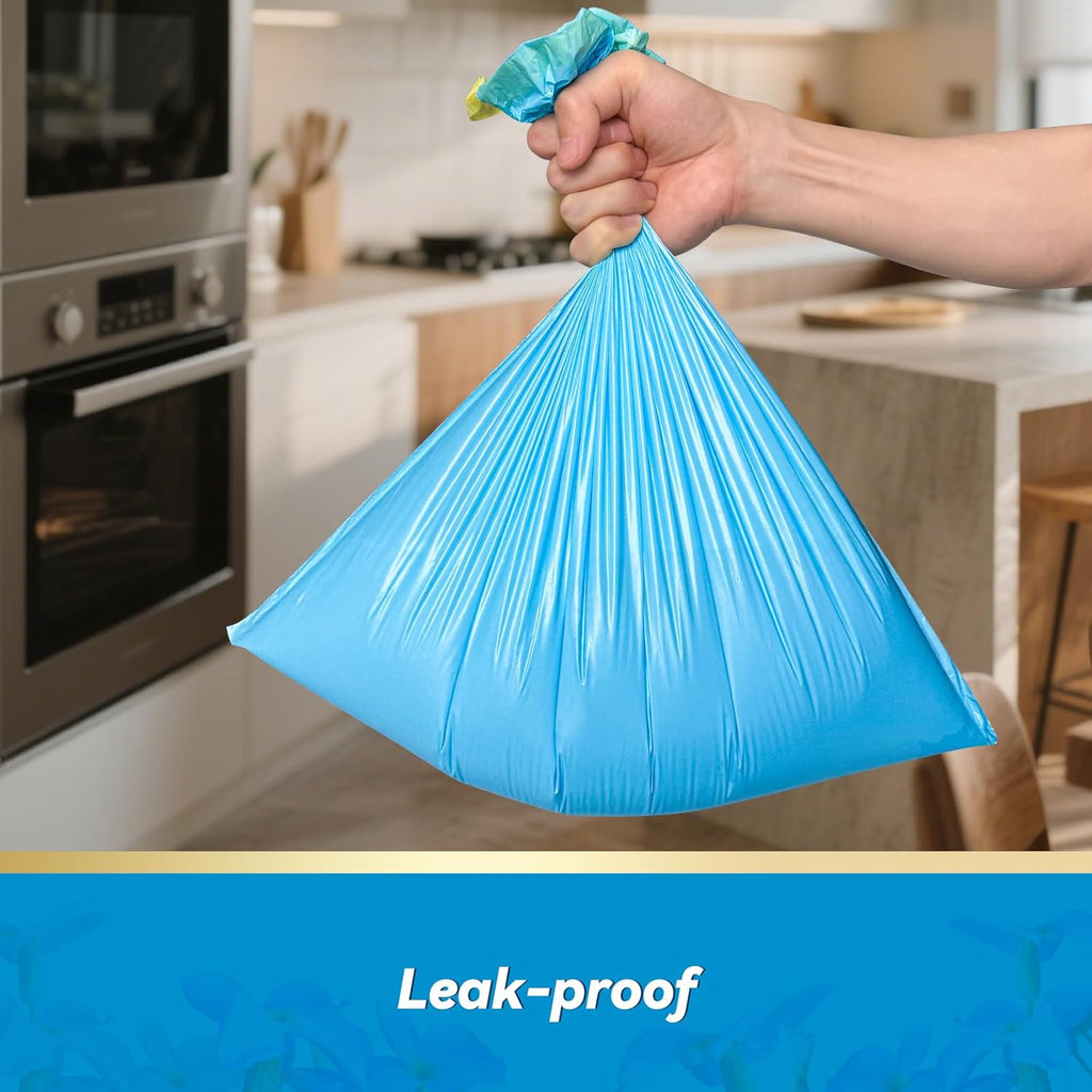Skiennix 300 Count Extra Thick Drawstring Trash Bags - 15 Micron, Sturdy & Tear-Resistant for Home Use
