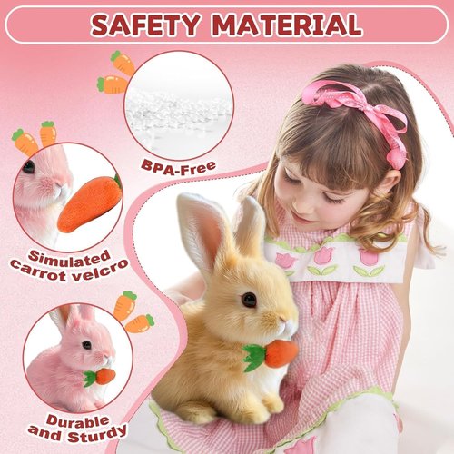 Bunny Realistic Bunny Toy - Interactive Hopping Rabbit with Twitching Ears | Brown