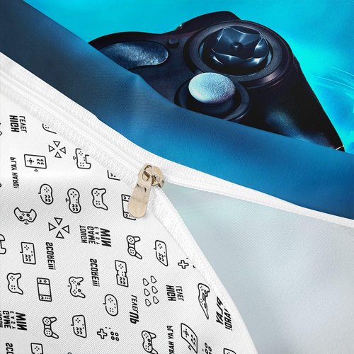 Feelyou Games Comforter Cover King,Gamepad Bedding Set for Boys,Kids Video Games Bedding Set Modern Gamer Console Action Buttons Fashion Teens Bedroom Decor 3 Pcs Ultra Soft Microfiber Zipper Ties