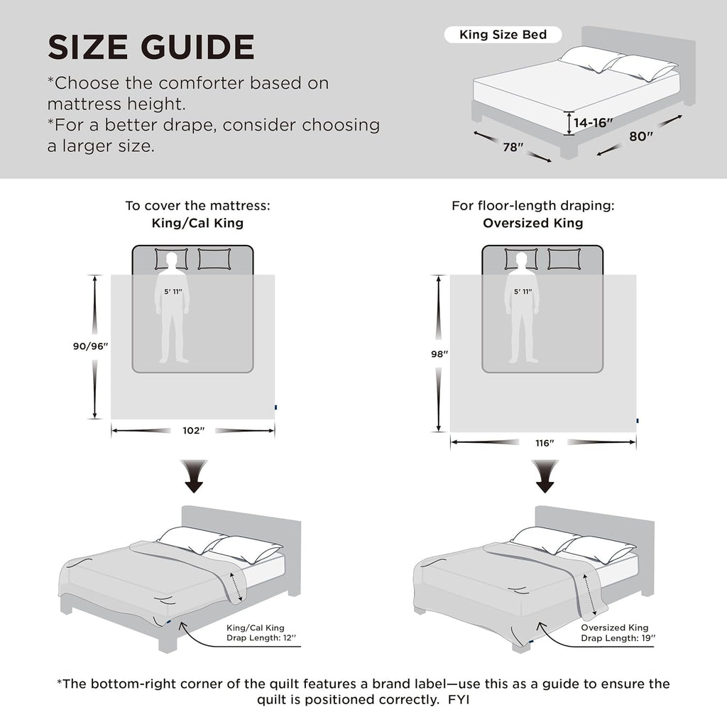Bedsure Comforter Duvet Insert - Quilted Down Alternative Bedding, Cal King Size, All Season, Beige | 130x120 Inches