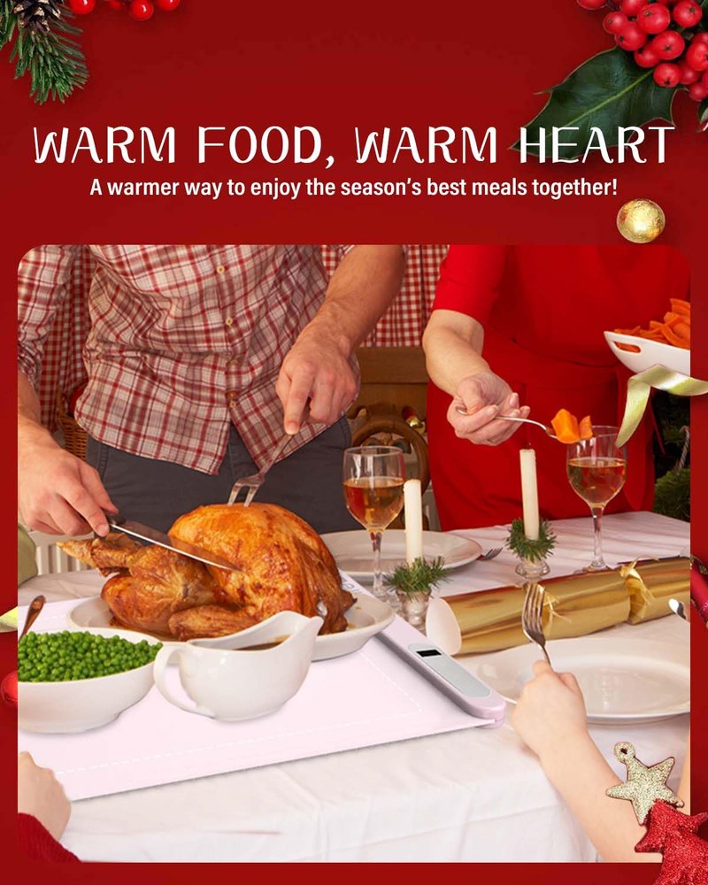 IntreLife Food Warming Mat, Upgraded Warming Mat for Food with Graphene Heating Film, Roll Up Electric Warming Tray with 7 Temperature Settings, Silicone Food Warmers for Parties and Buffet(Lilac)