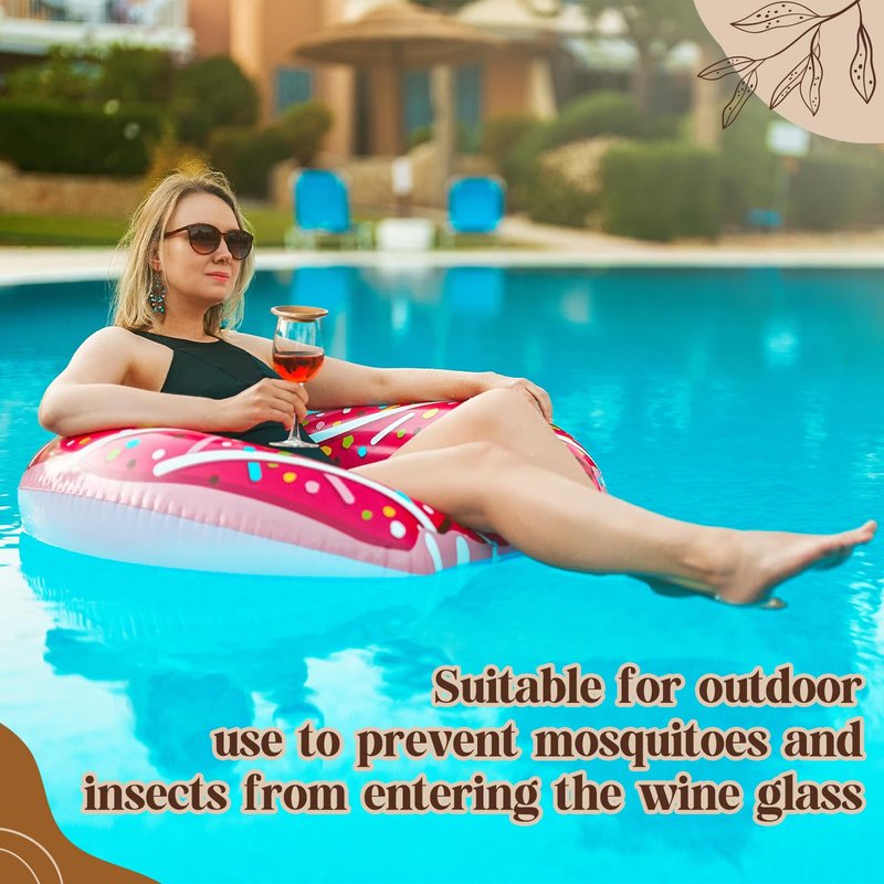 Mumufy 12 Pcs 4" Acacia Wood Wine Glass Charcuterie Topper Wine Glass Covers to Keep Bugs out Mini Charcuterie Board for Housewarming Gifts Cheese Parties Family Gatherings Bars Restaurants