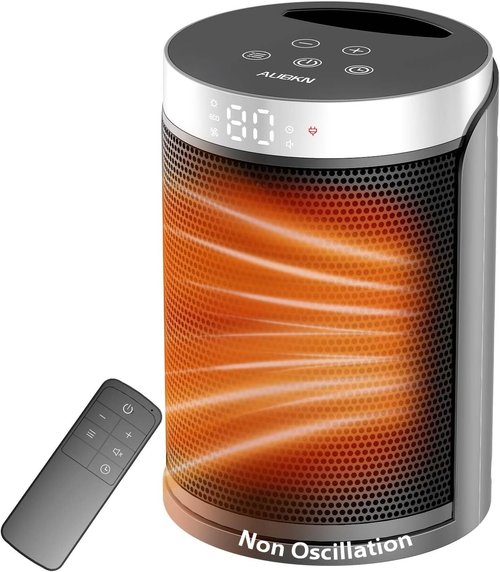AUBKN Space Heater - Portable Electric Heater with Thermostat & Remote | 1500W Fast Heating for Home & Office