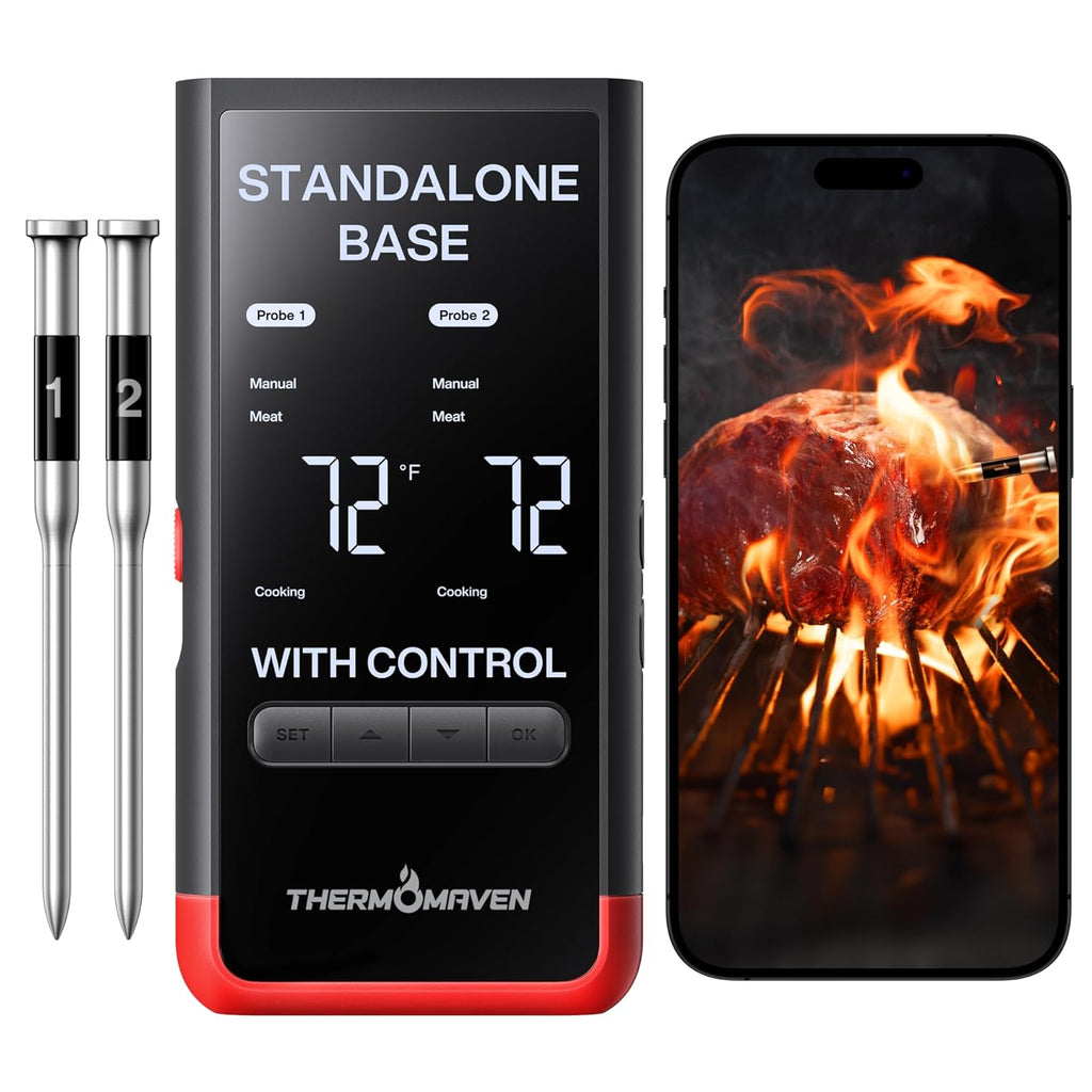 ThermoMaven Smart Bluetooth Meat Thermometer - WiFi Unlimited Range, 6 Sensors, NIST Certified Accuracy, 2 Probes for Kitchen & BBQ
