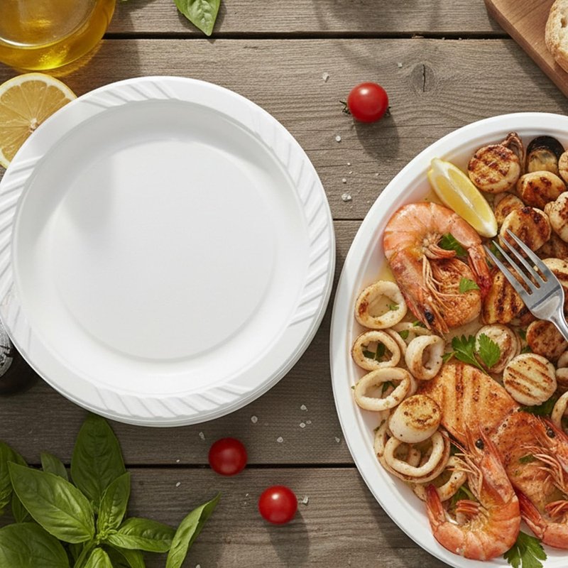 Blue Sky 100 Count Disposable Plastic Plates, 6-Inch, White