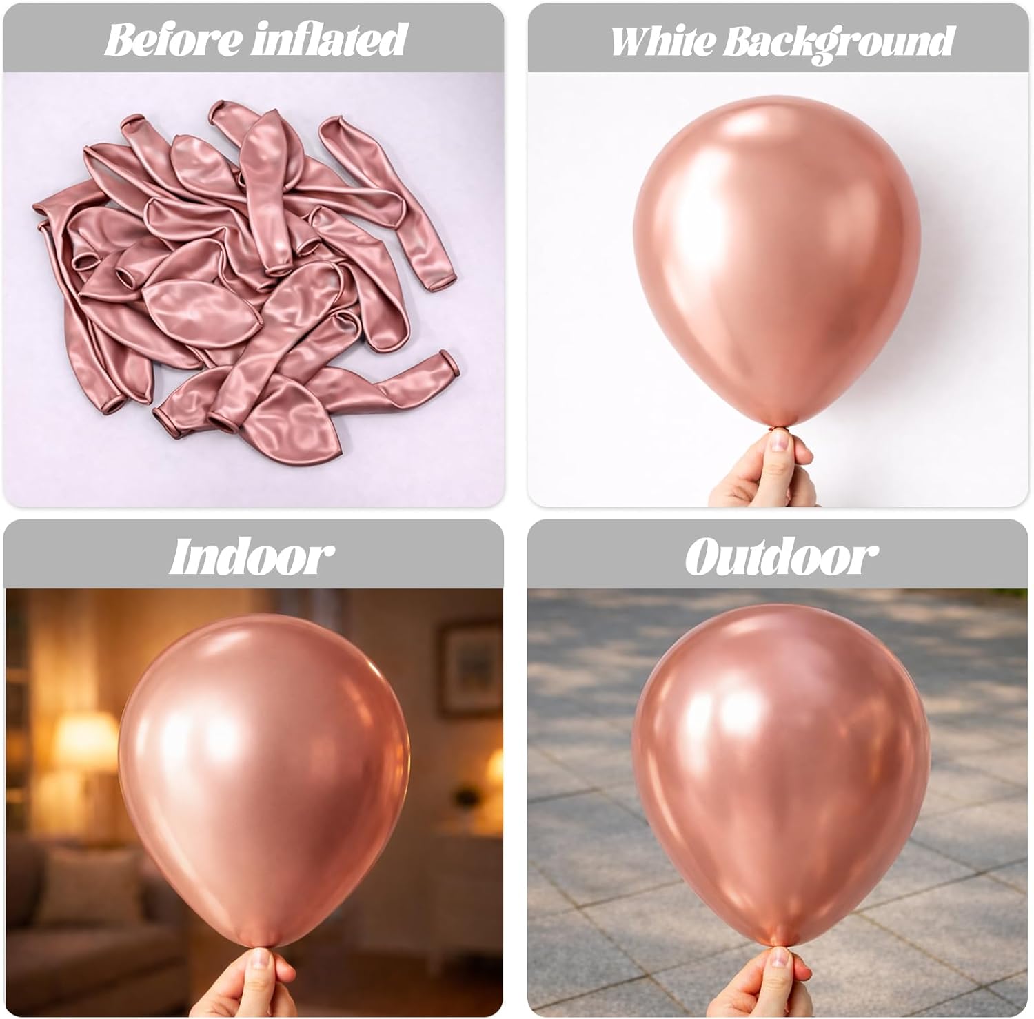 Voircoloria Metallic Rose Gold Balloons - 12-Inch Chrome Latex | 66-Pack for Parties & Celebrations