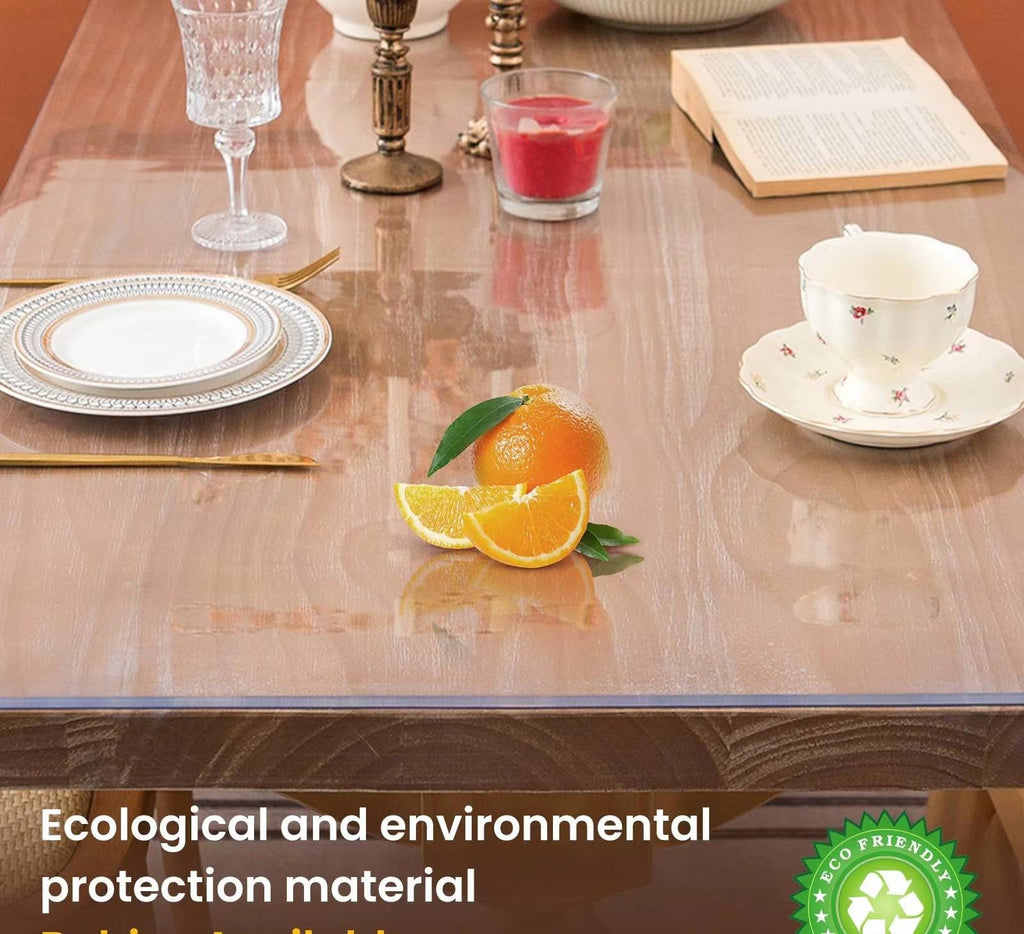 Whirltique Clear Table Cover Protector 34 x 72 Inch, 2mm Thick Table Protector for Dining Room Table, Clear Plastic Table Cover, Pad Mat for Kitchen, Writing Desk Pad for Desktop