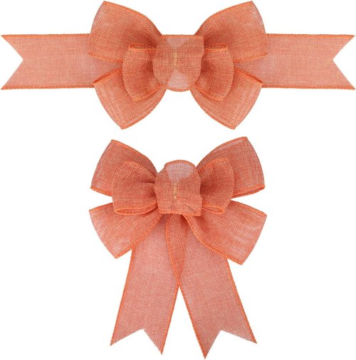 Meseey Burlap Bows - 2 Pcs Orange Premade Gift Wrapping & Holiday Decor | Perfect for Trees & Wreaths