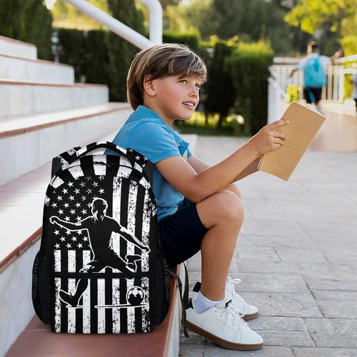 Homexzdiy Backpacks for Kids Boys, Soccer School Backpacks for Preschool Elementary, Lightweight Durable Bookbag for Sports Players Lovers, 17 Inch Schoolbag Supplies for Teens 8-12