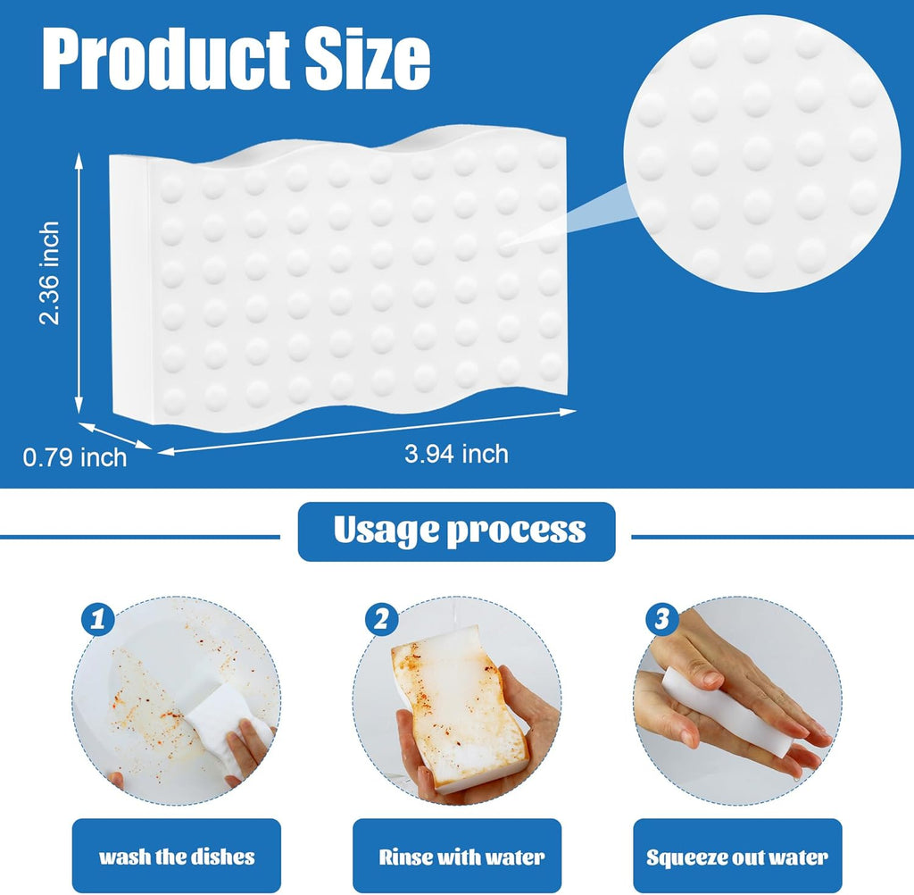 Skiennix Magic Cleaning Sponges - 2X Density Melamine Erasers for Non-Scratch Cleaning | 20 Pack
