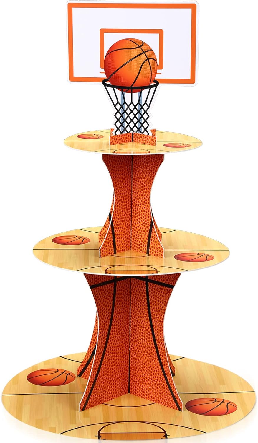 Nuenen Basketball Cupcake Stand - 3-Tier Sports Theme Party Decor for Birthday Celebrations