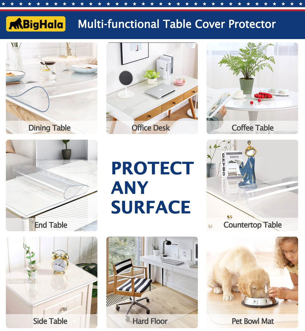 Eco 32 x 72 " Clear Plastic Table Protector Rectangle Thick Wipeable Vinyl Table Cloth Cover Furniture PVC Protective Desktop Liners Waterproof Coffee Dining Tabletop Protection Desk Blotter Mat Pad