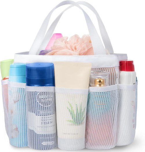 Lifewit Mesh Shower Caddy - Portable 7-Pocket Organizer for College Dorms & Travel | Quick Dry, White