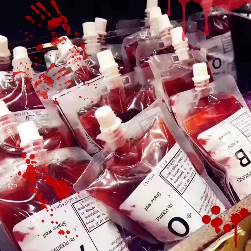 40 Pcs Halloween Blood Bags for Drinks,8.5oz Reusable Decoration Drink Container with Funnel,IV Bags for Vampire Zombie Costumes,Theme Party Props,Favors