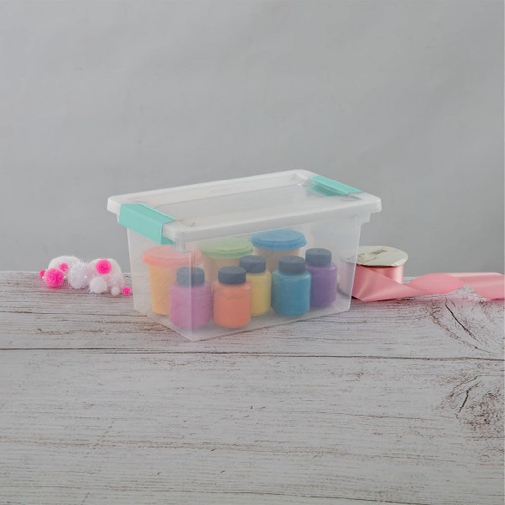 Sterilite Medium Clip Box - Stackable Storage Bin with Latching Lid for Organizing Crafts & Office Supplies - Clear