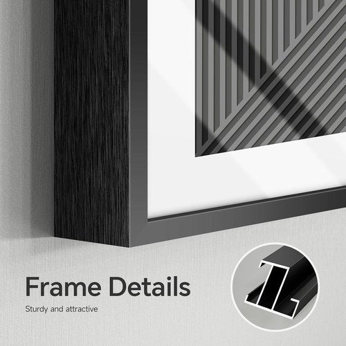 Framed Modern Abstract Wall Art by [Brand Name] - Set of 3 Black & White Canvas Prints | 24x36 Inch Minimalist Decor