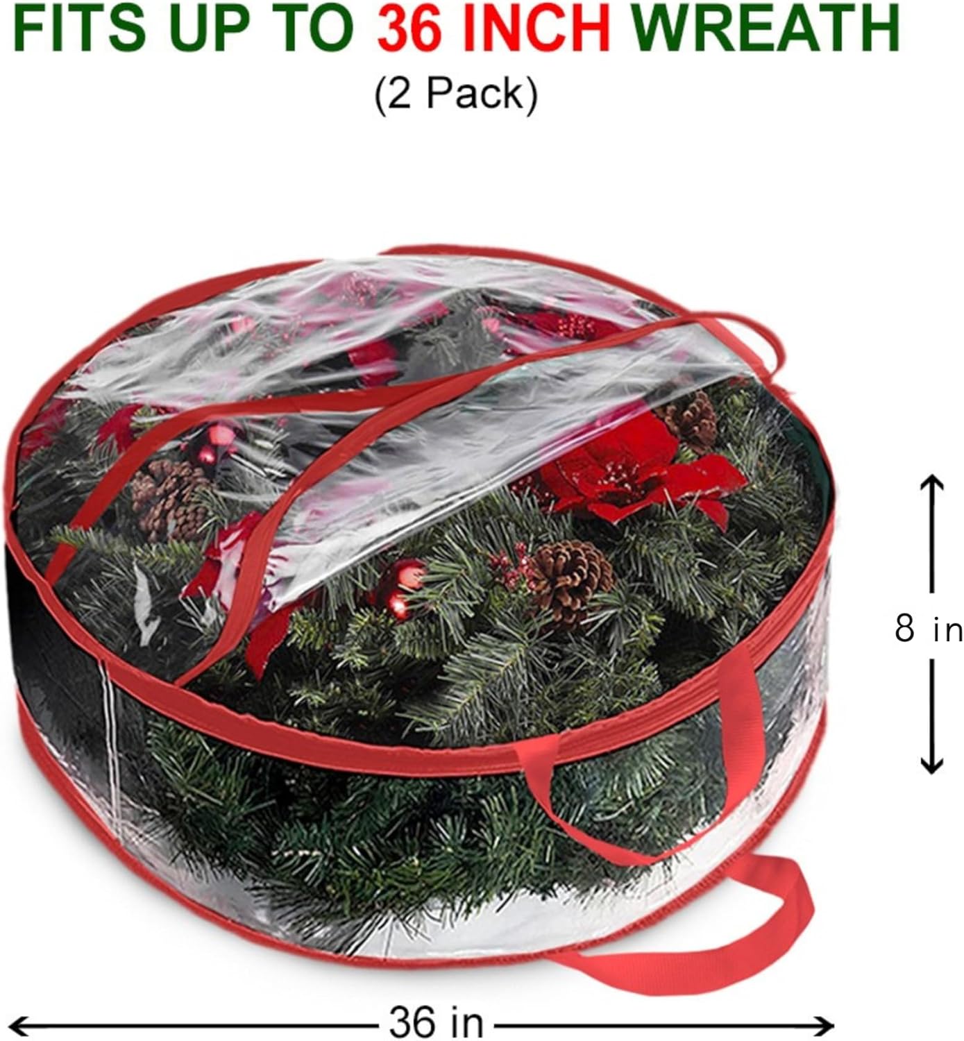 ProPik Christmas Wreath Storage Bag - Waterproof 36" Clear PVC Container | 2 Pack for Holiday Decor